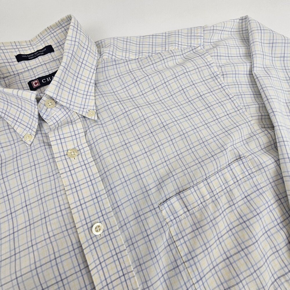 Chaps Mens Large 16-16.5 36/37 Wrinkle Free Plaid Long Sleeve Button Down Shirt